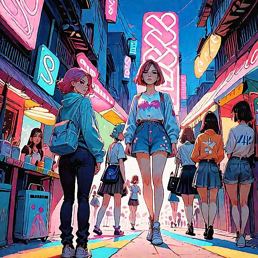 Neon Party with Multiple Girls