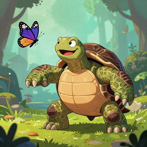 Humanoid Turtle Barbarian Chasing Butterfly