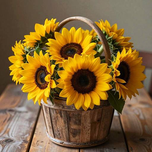 Rustic Sunflower Basket Arrangement