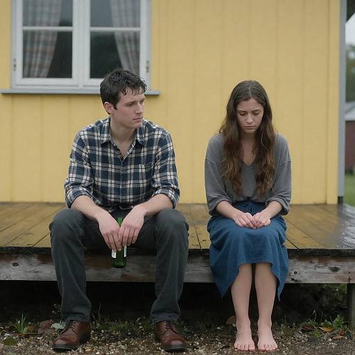 Rainy Dock Scene with Emotion