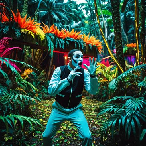 Mime Performer in Neon Jungle