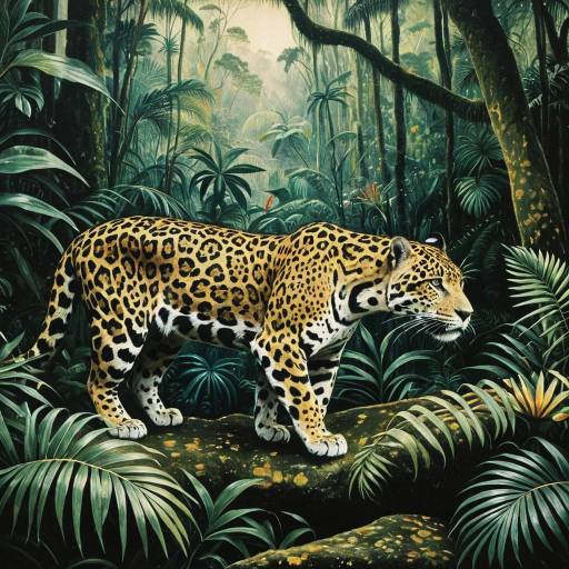 Jaguar in Lush Rainforest