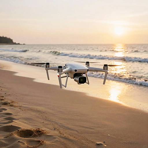 Serene Beach with AI Drone Monitoring