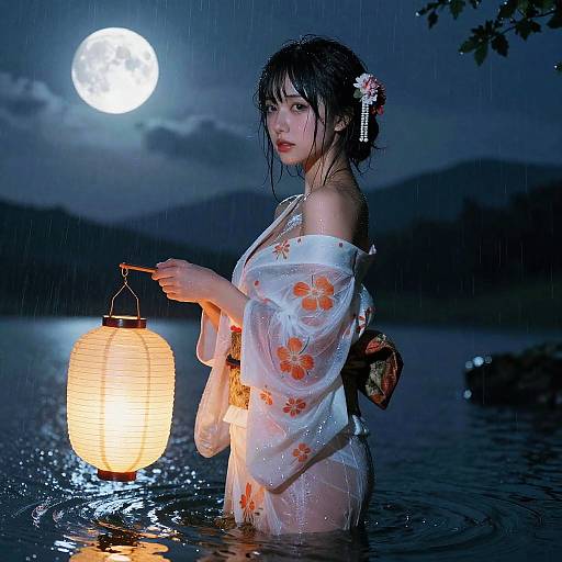 Moonlit Sheer Kimono in Rain
