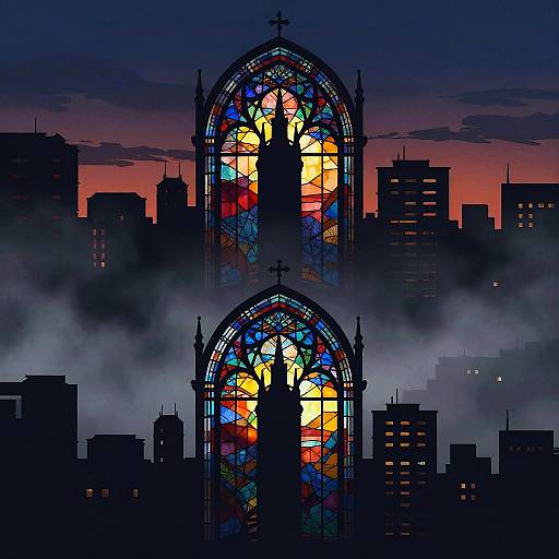 Layered Silhouette Cityscape at Twilight