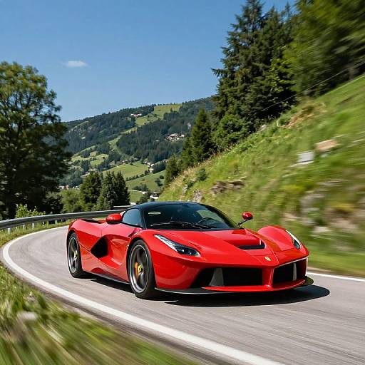 Red Ferrari LaFerrari on Mountain Road
