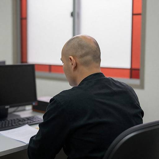 Bald Man in Office Environment