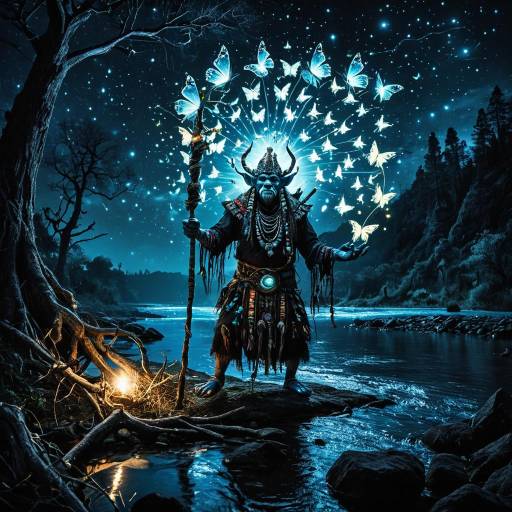 Mystical Troll Shaman Under Starry Sky Mystical Troll Shaman Under Starry Sky