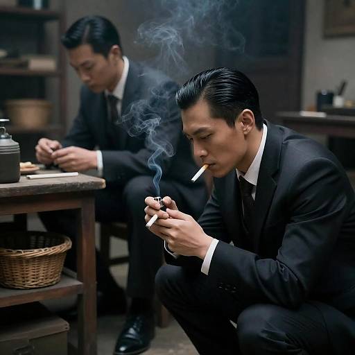 Dramatic Scene of Men in Suits