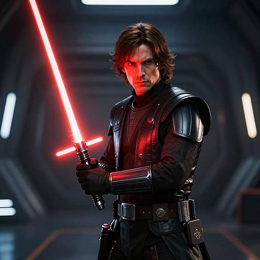 Star Wars Character Holding Red Lightsaber
