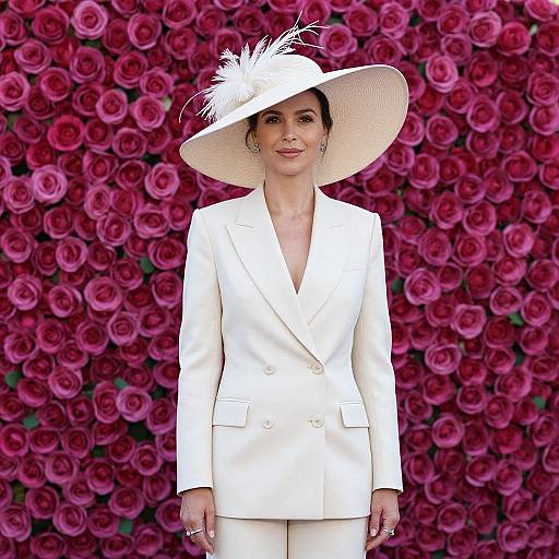 Elegant Woman in Cream Suit at Melbourne Races