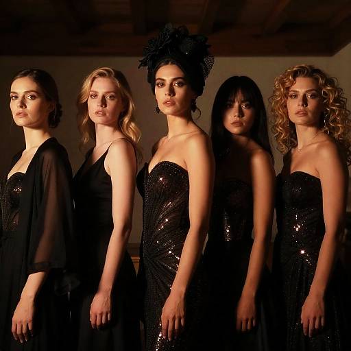 Dramatic Portrait of Elegantly Dressed Women