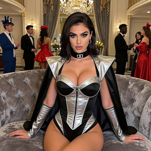 Daring Woman in Bold Party Costume