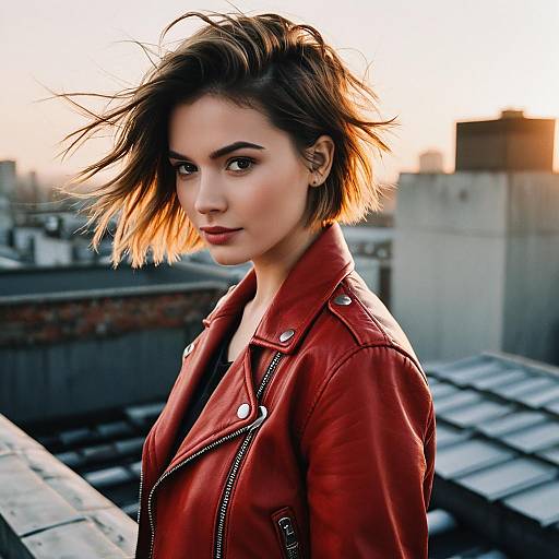 Choppy Cut Hairstyle Fashion Editorial on Rooftop