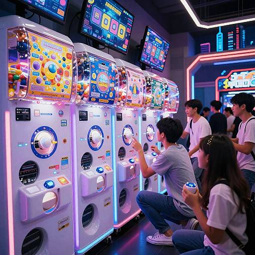 Futuristic Gachapon Arcade Scene