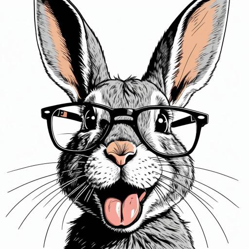 Goofy Rabbit Wearing Glasses Cartoon