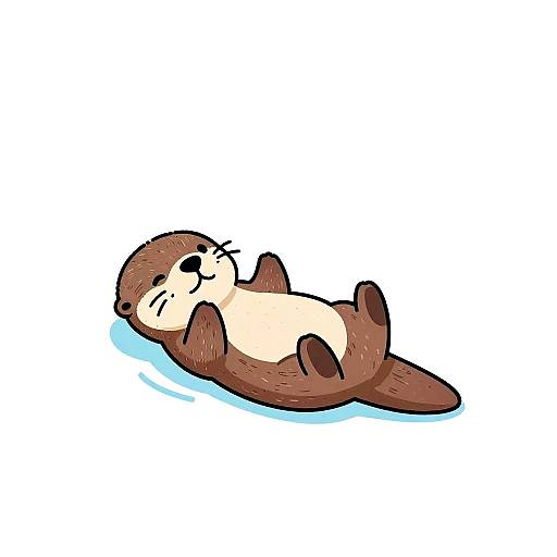 Playful Baby Otter Line Art