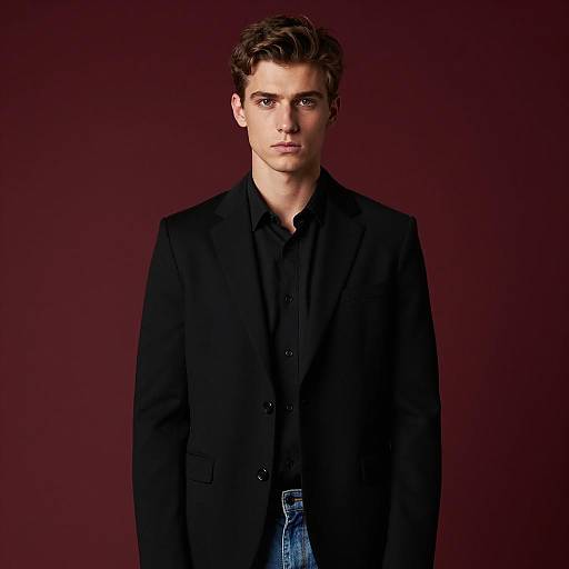 Young Man in Black Blazer and Jeans