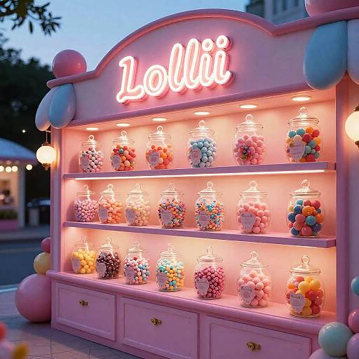 Twilight Candy Shop with Neon Glow