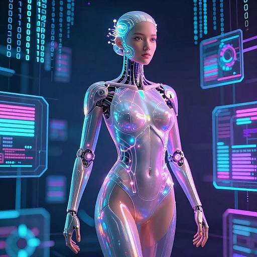 Cybernetic AI Body in Neon VR