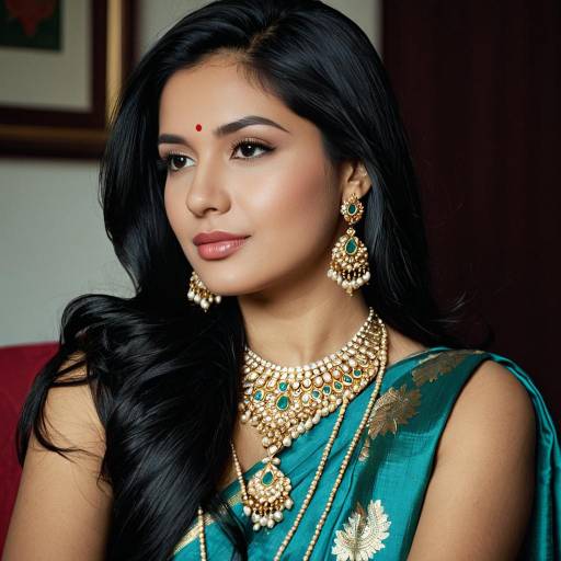 Elegant Meenakari Saree with Jewelry