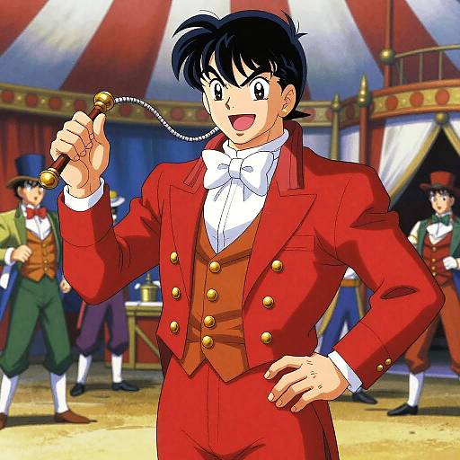 Charismatic Circus Ringmaster in Vintage Tent