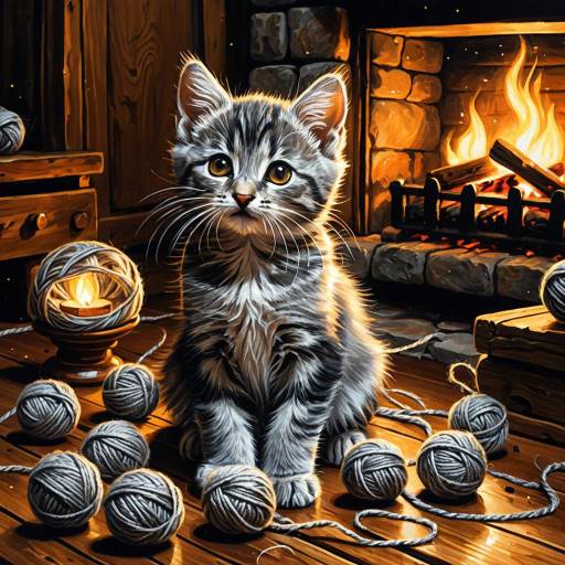 Playful Kitten in Cozy Living Room Playful Kitten in Cozy Living Room