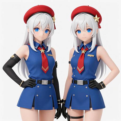 Twin Anime Girls in Stylish Uniforms