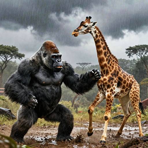 Epic Gorilla vs Giraffe Storm Battle