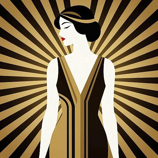Art Deco Minimalist Woman Illustration