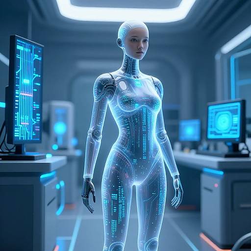 Sleek Humanoid AI in Sci-Fi Lab