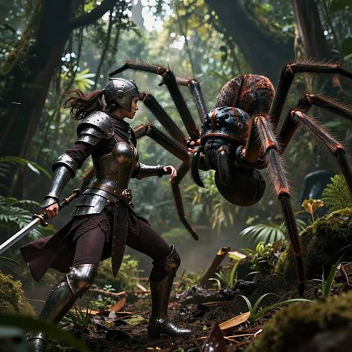 Female Knight vs Colossal Jungle Spider