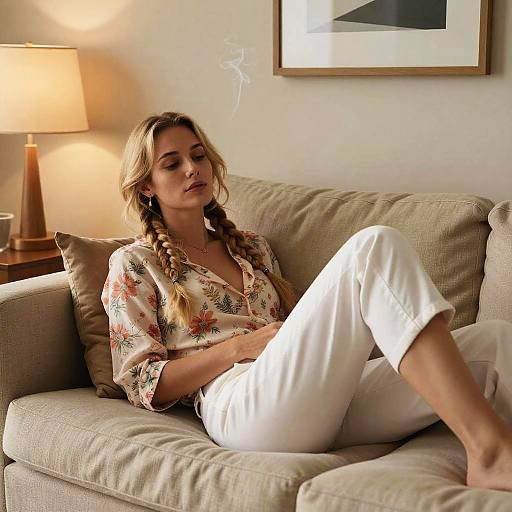 Warm Sunlit Portrait of Honey Blonde Woman