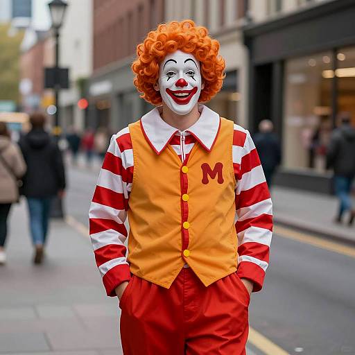 Cheerful Clown in Urban Setting