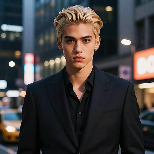 Confident Young Man with Slicked Blonde Hair