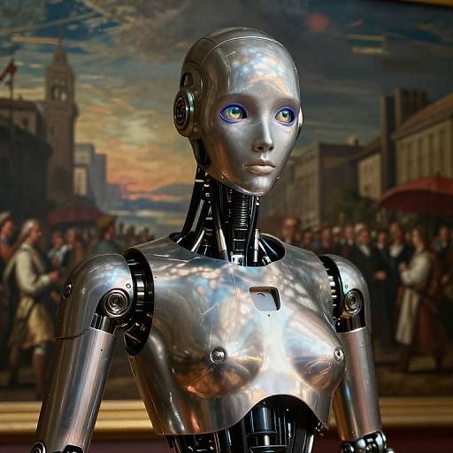 Futuristic Android in Bug's-Eye View