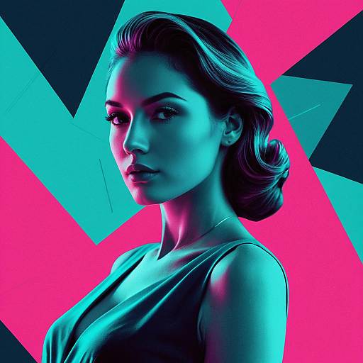 Elegant Woman in Magenta and Teal