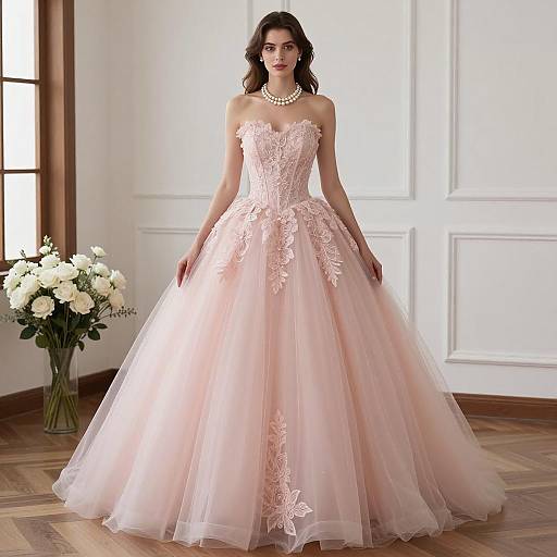 Elegant Pink Couture Ball Gown Photo