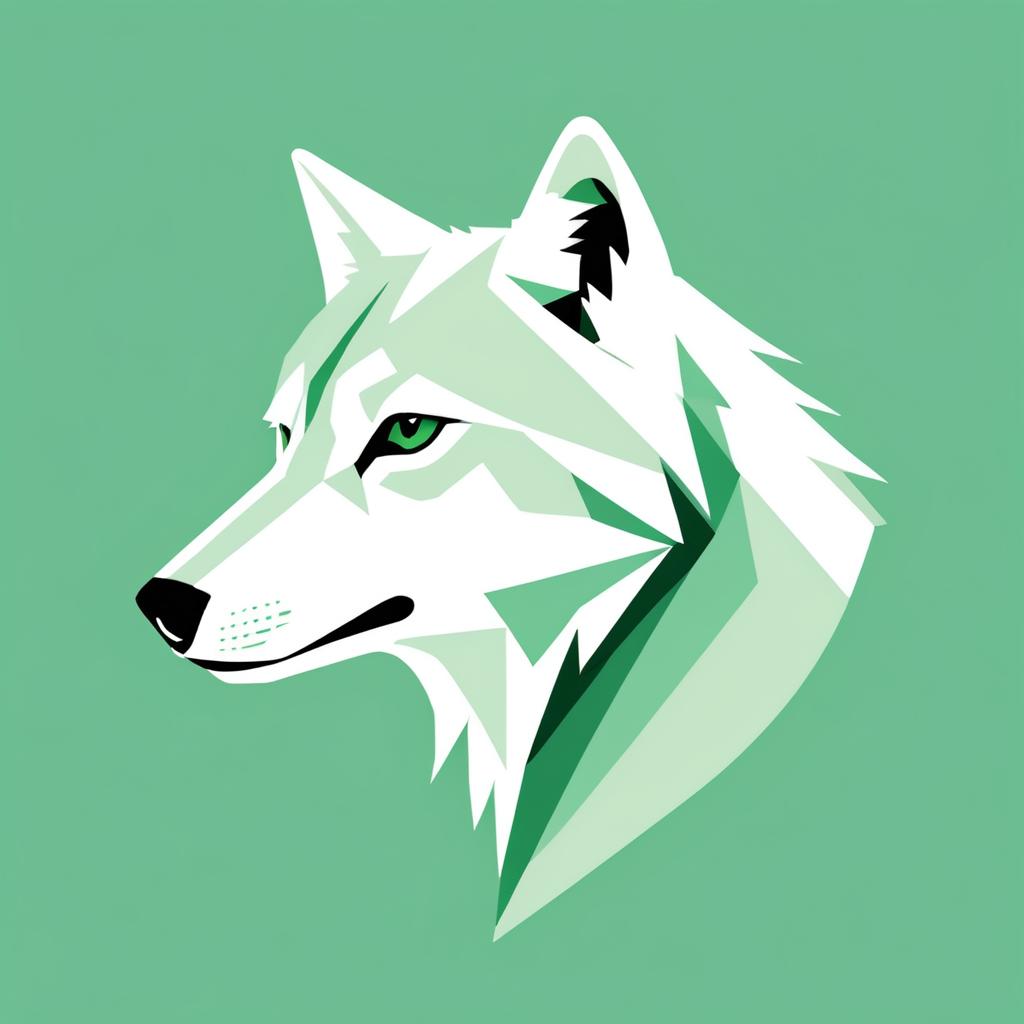 Minimalist Pale Green Wolf Illustration