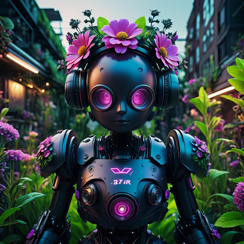 Hyperrealistic Robot in Dystopian Garden