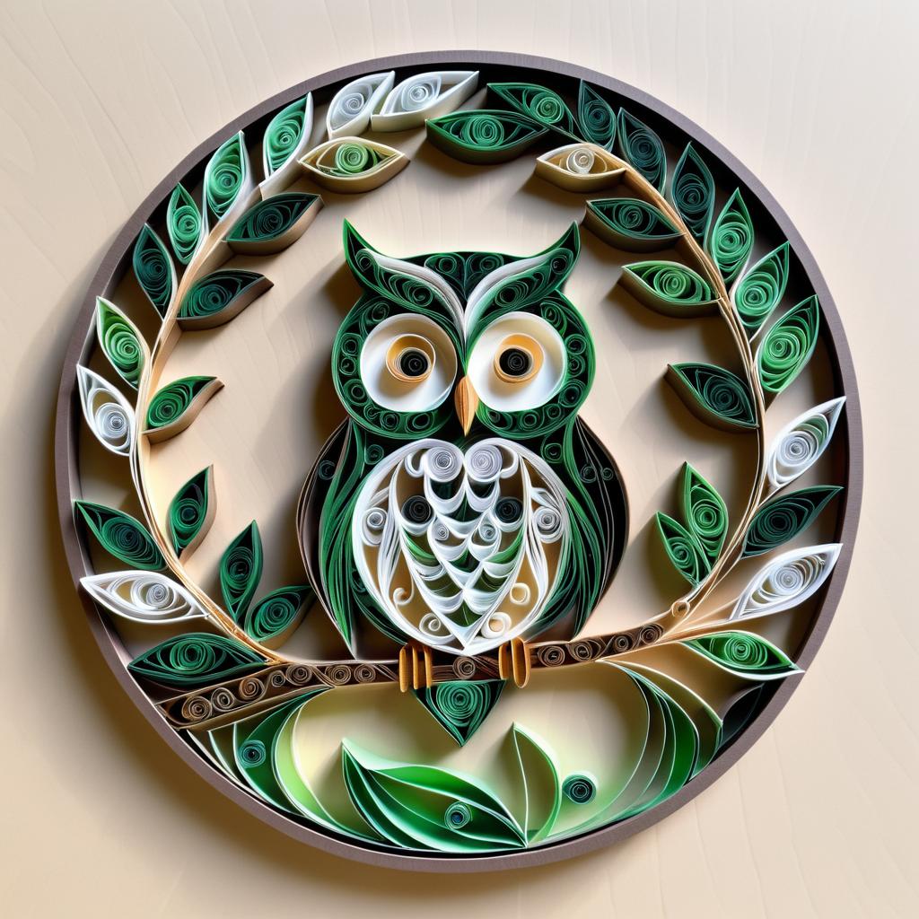 Whimsical Owl Quilling Art in Woodland