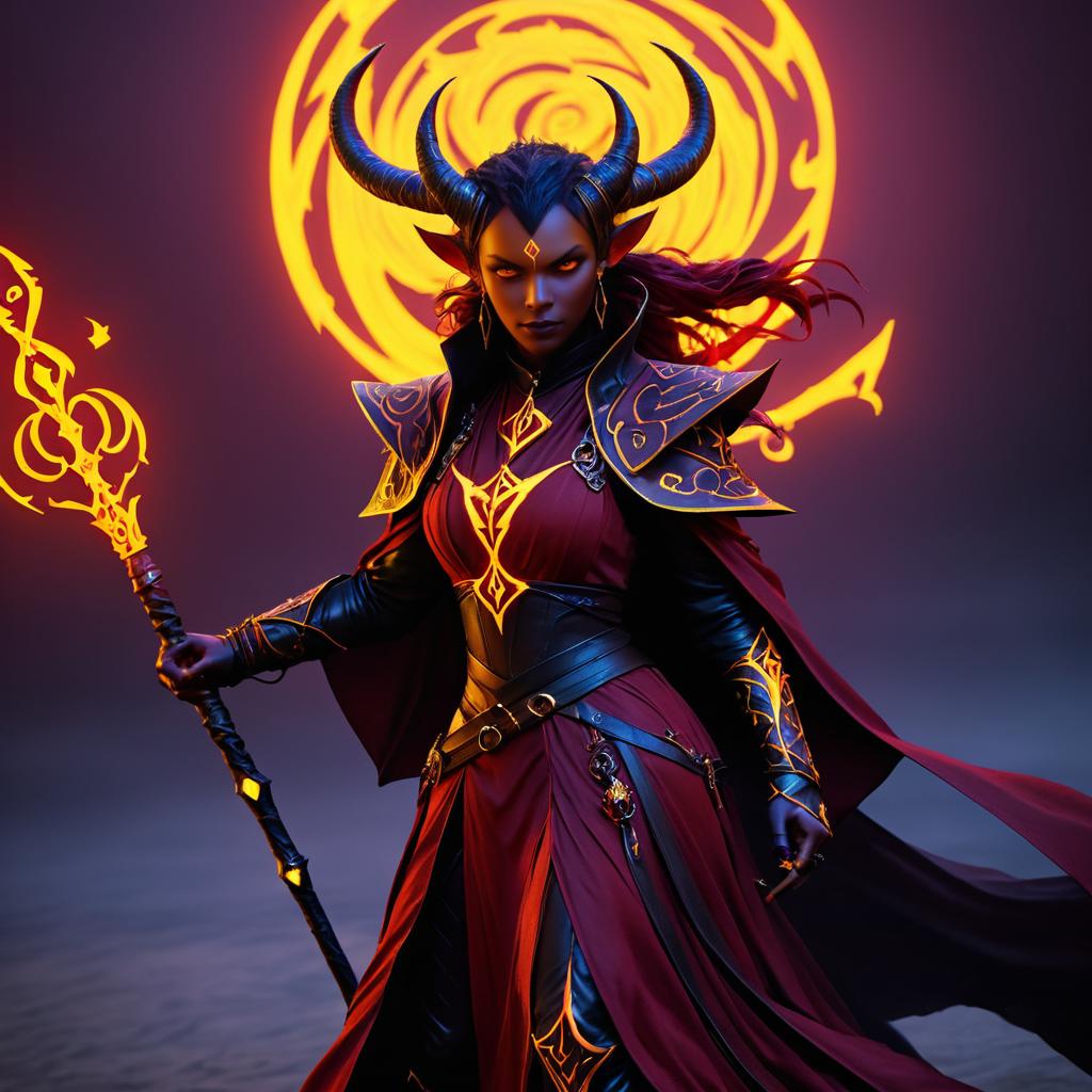 Cinematic Concept Art of Zephyra the Tiefling