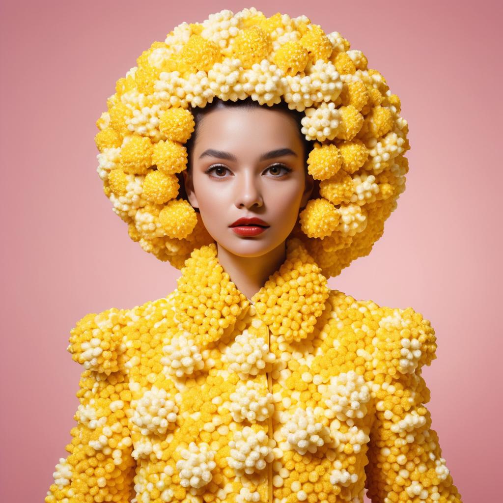 Surreal Popcorn Fashion Portrait of Woman