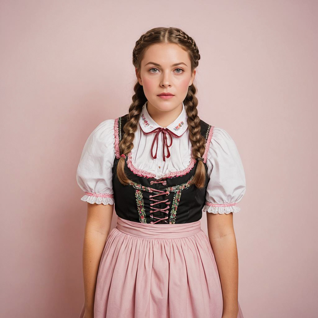 Surprised Girl in Bavarian Dirndl Portrait