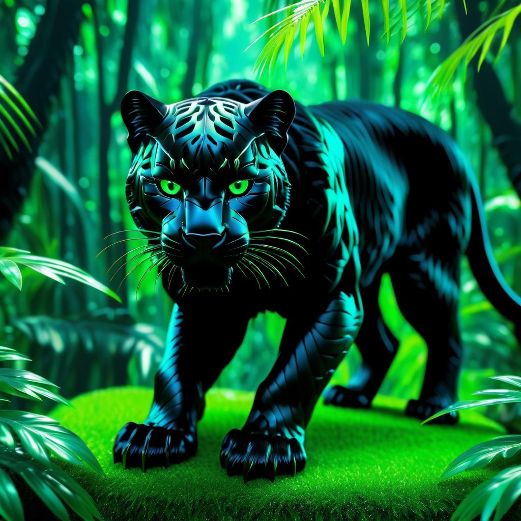 Surreal Black Panther in Jungle Illusion