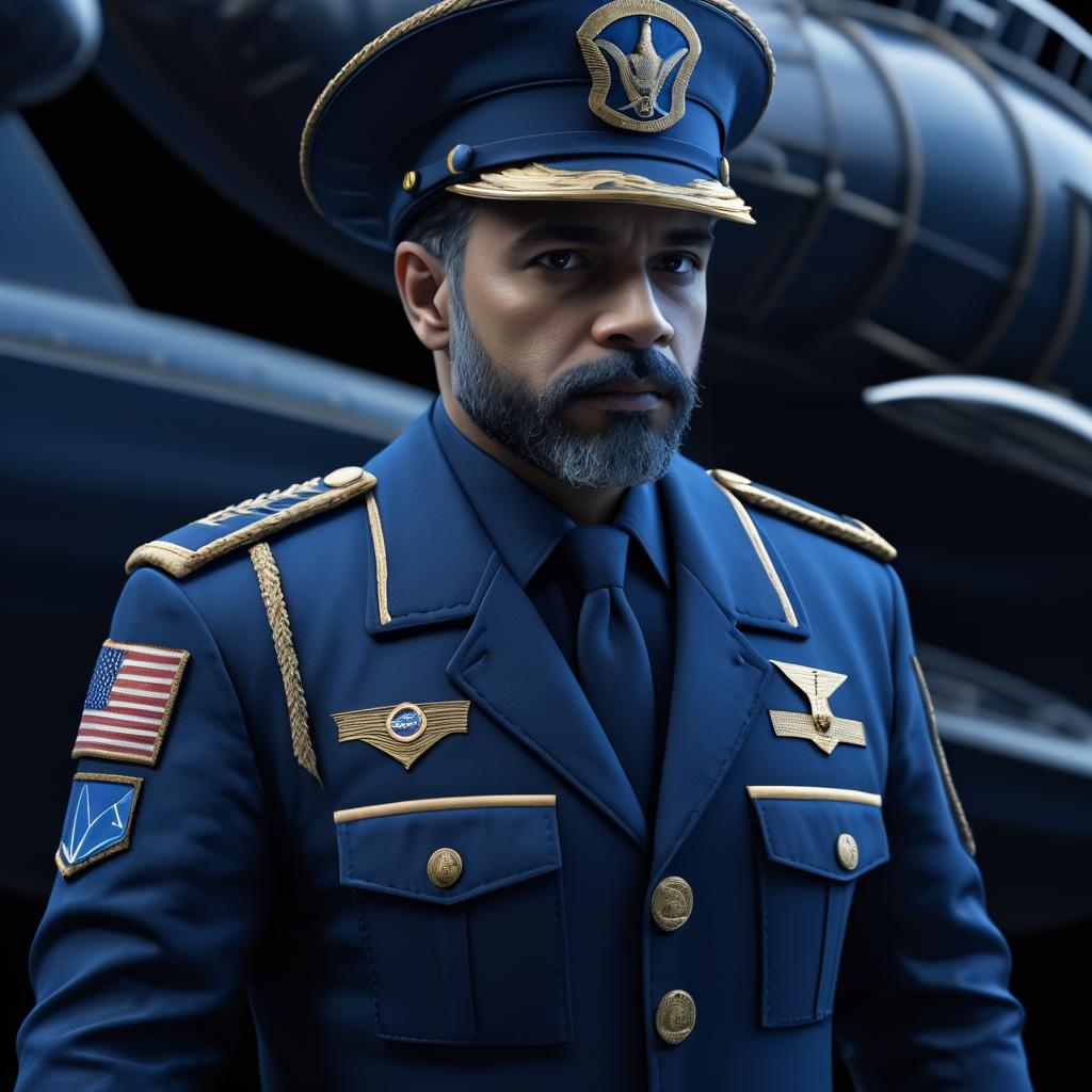 Futuristic Blue Whale Captain Portrait