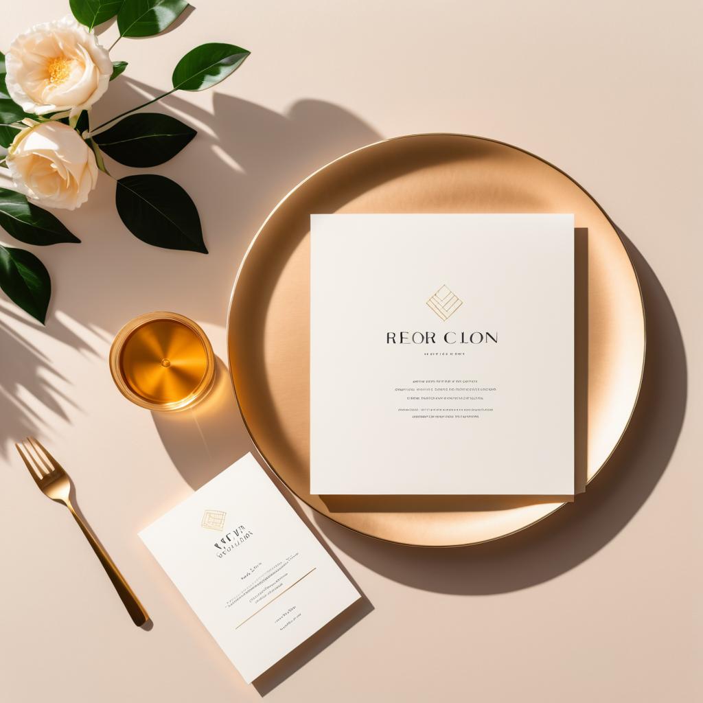 Chic Minimalist Wedding Tablescape Mockup