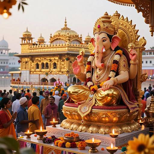Surreal Golden Temple Festival Scene