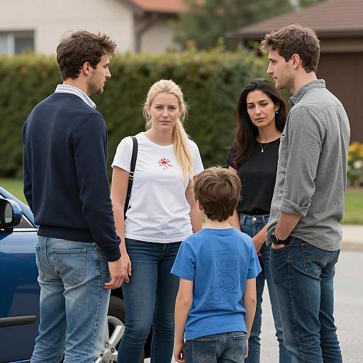 Group of People Standing Outdoors Near Car