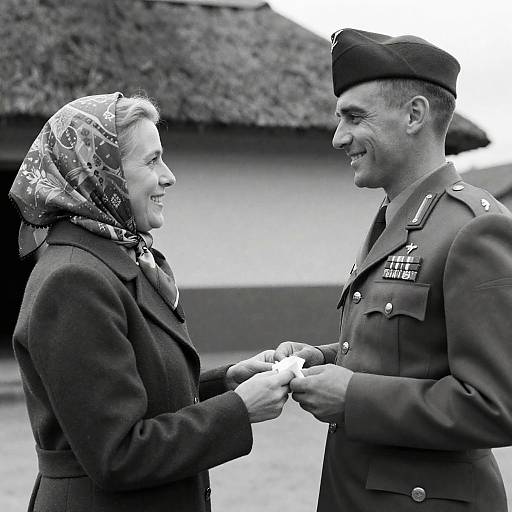 Tender Moment Between Soldier and Lady
